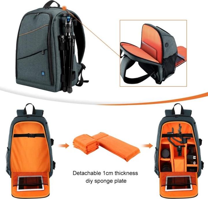 Produktbild Puluz Waterproof Backpack PTZ Stabilized, w Rain Cover for Digital Camera, DJI Ronin-SC / Ronin-S (Grey) (Fotorucksack)