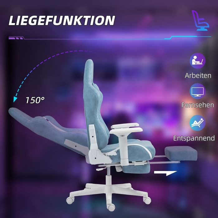 Produktbild Swisshandel24 Gamingstuhl mit Liegefunktion, höhenverstellbar Schreibtischstuhl bis 120 kg