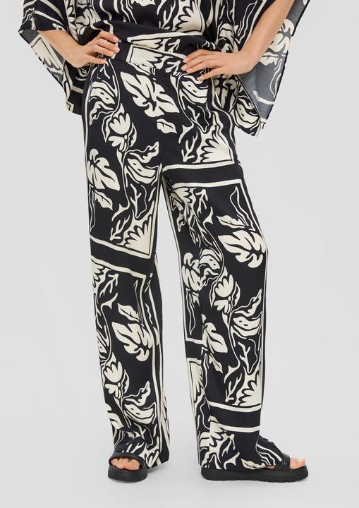 Actual product image S.Oliver Hose Gemusterte Satinhose mit Wide Leg und Elastikbund (36)