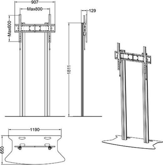 Produktbild Multibrackets M Public Display Stand 180 Dual Pillar Floorbase Black (125 kg)