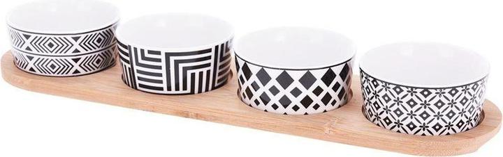 Immagine prodotto Excellent Houseware Vassoio in bambù con 4 ciotole in ceramica