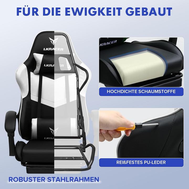 Actual product image Luckracer Ergonomic Gaming Chair with Adjustable Lumbar Support and Footrest