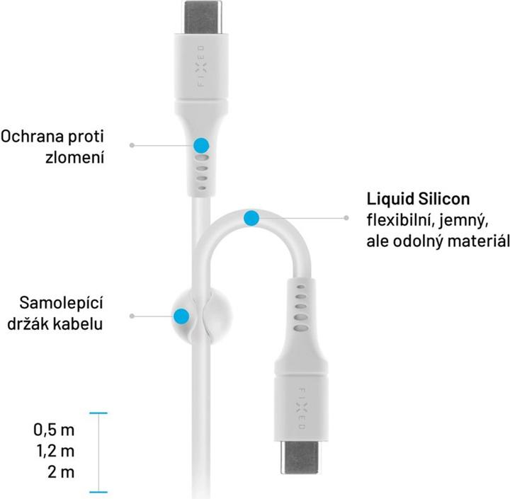 Actual product image Fixed Liquid Silicone Cable USB-C/USB-C, 2m, 60W, white (2 m, USB 2.0, 60 W)