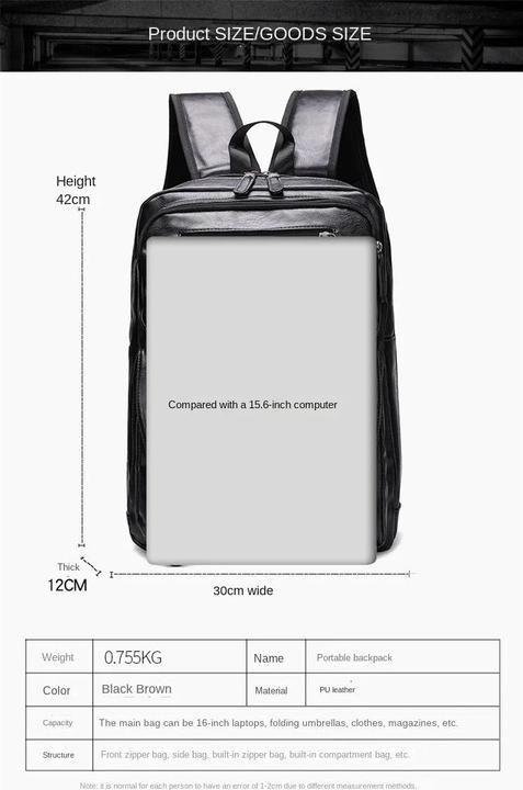 Image du produit Only-Bags.Store Sacoche élégante en simili-cuir pour ordinateur portable 15,6, sac à dos d'affaires pour hommes