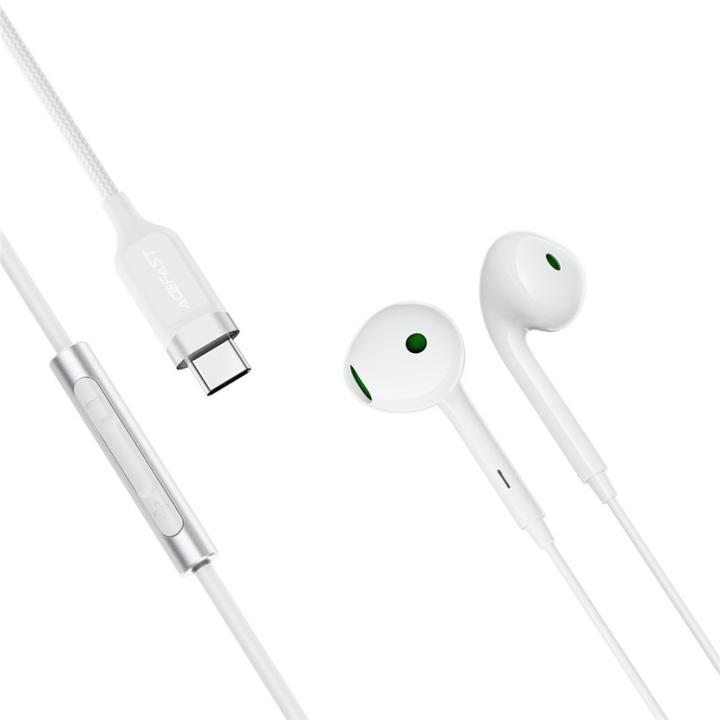 Actual product image Acefast - Wired Earphones (L7) - Type-C, Half-In-ear, with HD Microphone, Flexible, 1.2m - White (Cable)