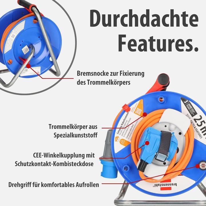 Image du produit Brennenstuhl Tambour de câble de camping (25 m, 2.50 mm²² mm)