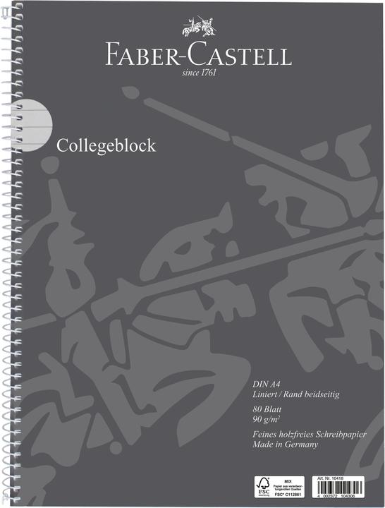 Faber-Castell Collegeblock liniert DIN A4 Aussenrand (A4, Liniert, Weicher Einband)