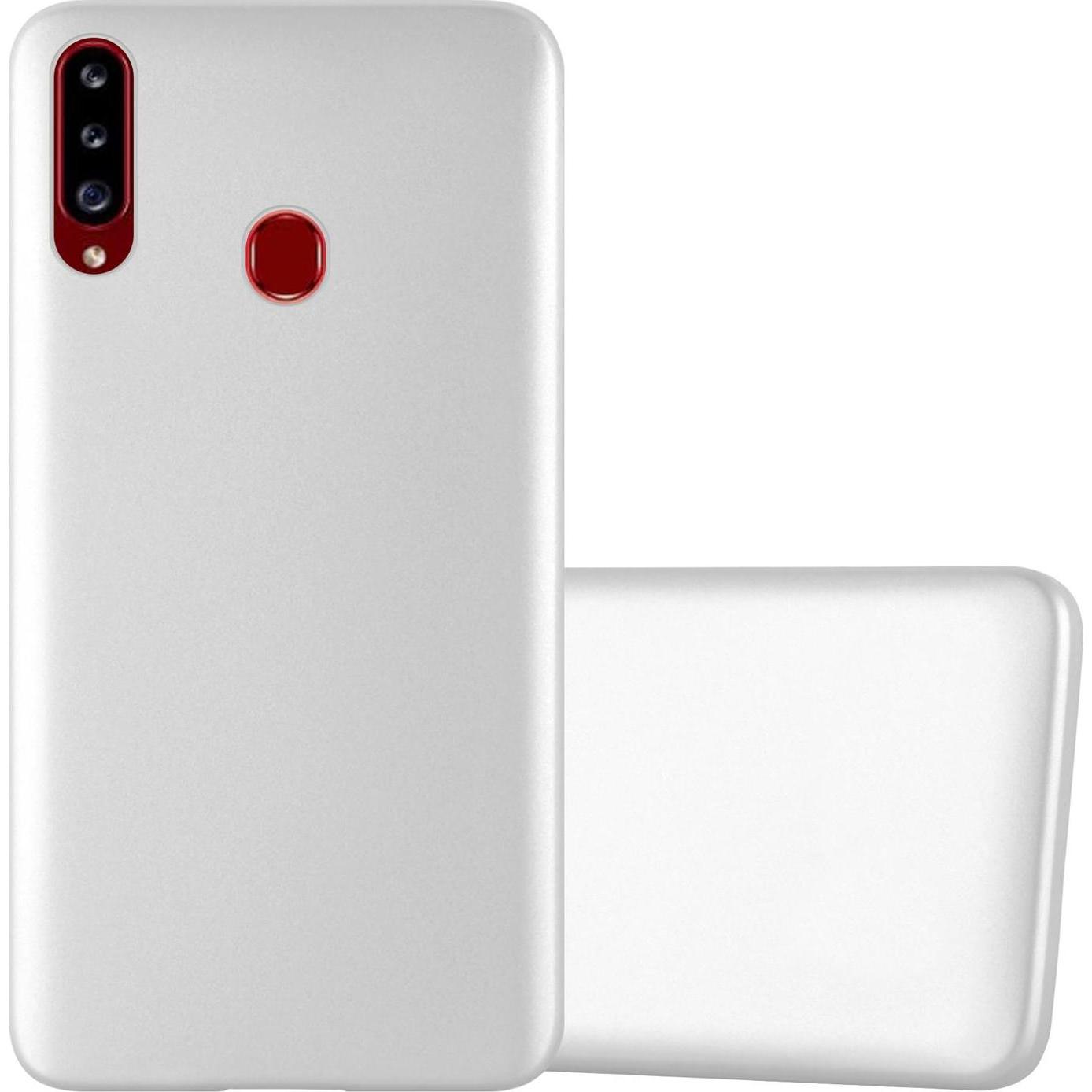 Cadorabo TPU Matt Metallic Cover (Samsung Galaxy A20s), Smartphone Hülle, Silber