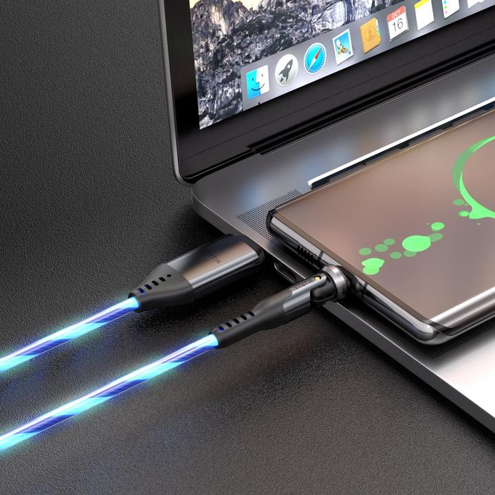 Produktbild Statik 360° drehbares & glowing USB-C-C Kabel 1.8m (2 m, USB 2.0, 60 W)