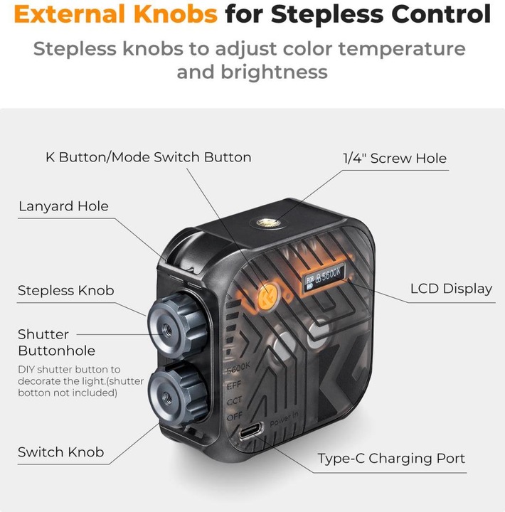 Produktbild K&F Concept Dual Color Temperature LED Video Ligtht, Built-in 2000mA battery (Black) (Videoleuchte)