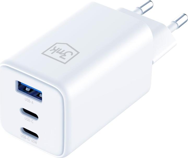 3MK Ładowarka sieciowa Hyper GaN Charger 65W 1xUSB-A 2xUSB-C PD QC4+ biały (65 W)