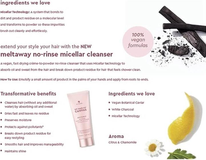 Actual product image Alterna My Hair My Canvas Meltaway No-Rinse Micellar Cleanser (101 ml, Dry shampoo)