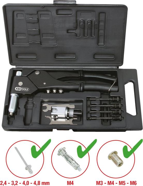 Produktbild KS Tools Universal-Handnietzangen-Satz. 10-tlg. 150.9610 (290 mm)