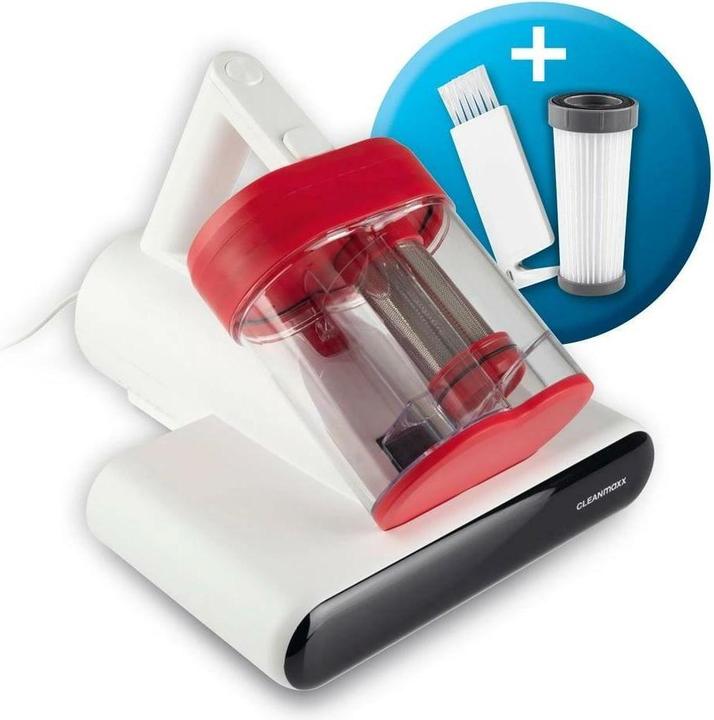 Produktbild CleanMaxx Milben-Handstaubsauger 400W, Weiss/Rot + CH-Stecker