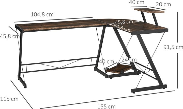 Image du produit Homcom Bureau d'angle (155 x 115 x 91.50 cm)
