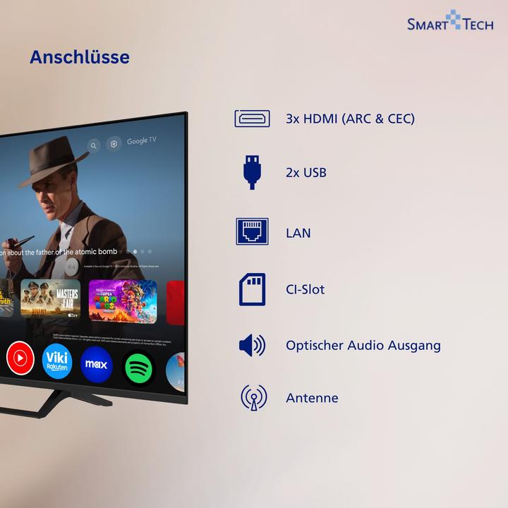 Immagine prodotto Smart Tech 43" Google TV QLED (43QG06V) (43", QLED, 4K)
