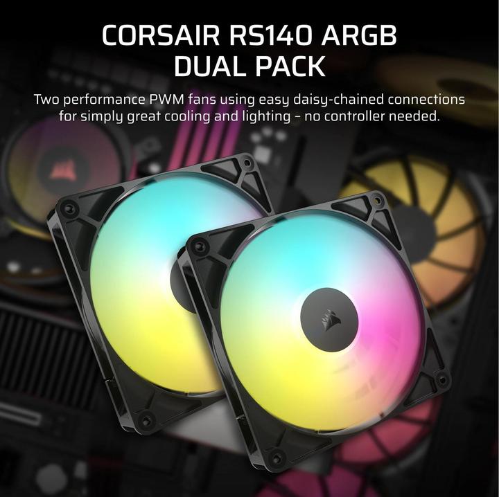 Image du produit Corsair Ventilateur RS ARGB PWM - 140 mm, noir (140 mm, 1 x)