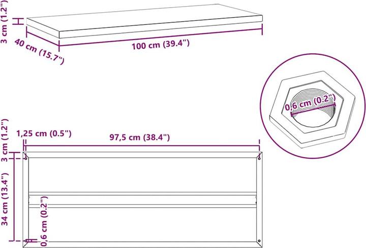Image du produit vidaXL Étagères murales 2 pcs. Noble (100 x 40 x 3 cm)