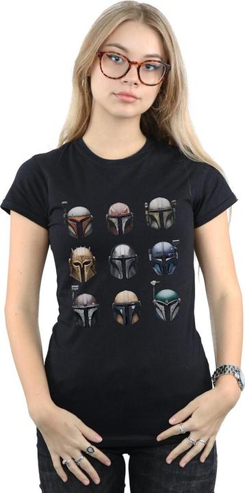 Actual product image Star Wars Womens/Ladies The Mandalorian Helmet Display Cotton T-Shirt (M)