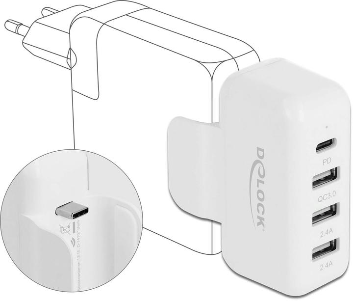 Produktbild Delock USB-Wandladegerät Apple Adapter 4y USB, PD & QC 3.0 (4 Ports)