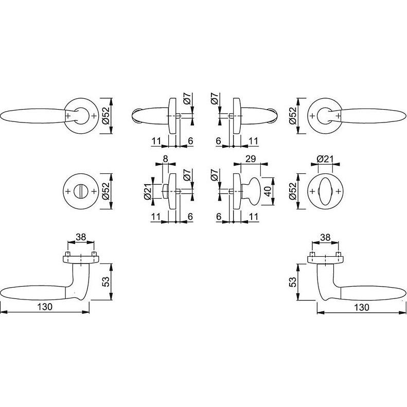 Thumbnail - Hoppe, Türgriff + Fenstergriff, Athinai M156/19KV/19KVS Bad-Garnitur WC (Türgriff)