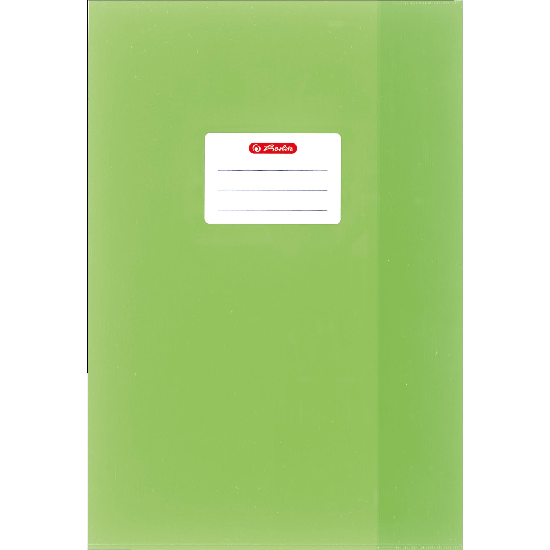 Herlitz, Heft + Block, Heftschoner DIN A4, geprägt (Bast), PP, hellgrün mit aufgeklebtem Beschriftungsetikett (A4)