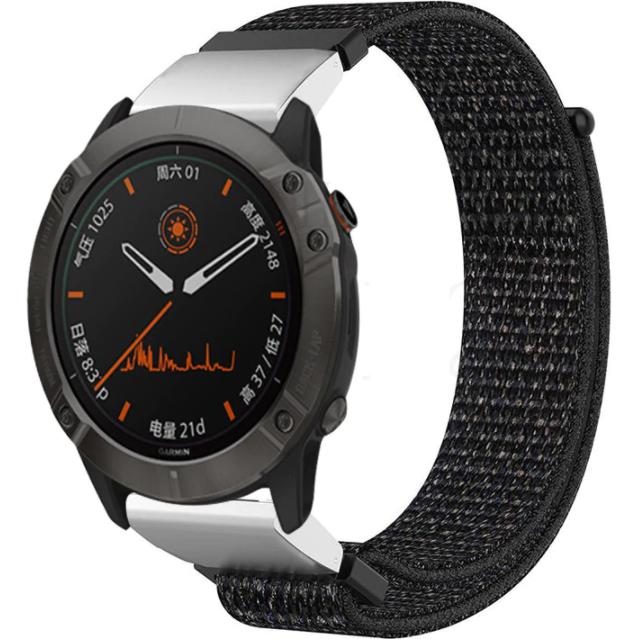 Strap-it Nylonarmband (Nylon, fenix 5X, fenix 6X), Uhrenarmband, Schwarz