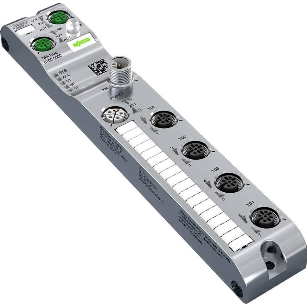 Wago Terminale di ingresso e uscita EtherCAT a 8 canali DC24V 2.0A SlimLine, Cavo + Spina elettrica, Argento