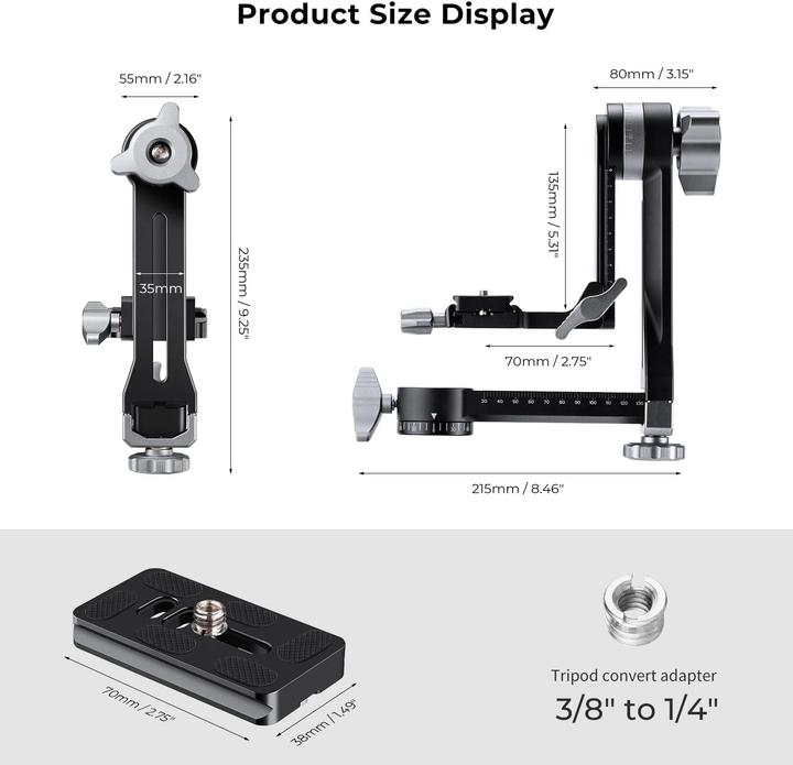 Actual product image K&F Concept Heavy Duty 360° Panoramic Gimbal Head with Quick Release Plate for DSLR Cameras