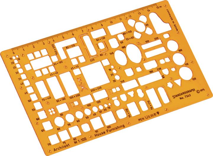 Produktbild Möblierungsschablone 1:100 (17.50 cm, Kunststoff)