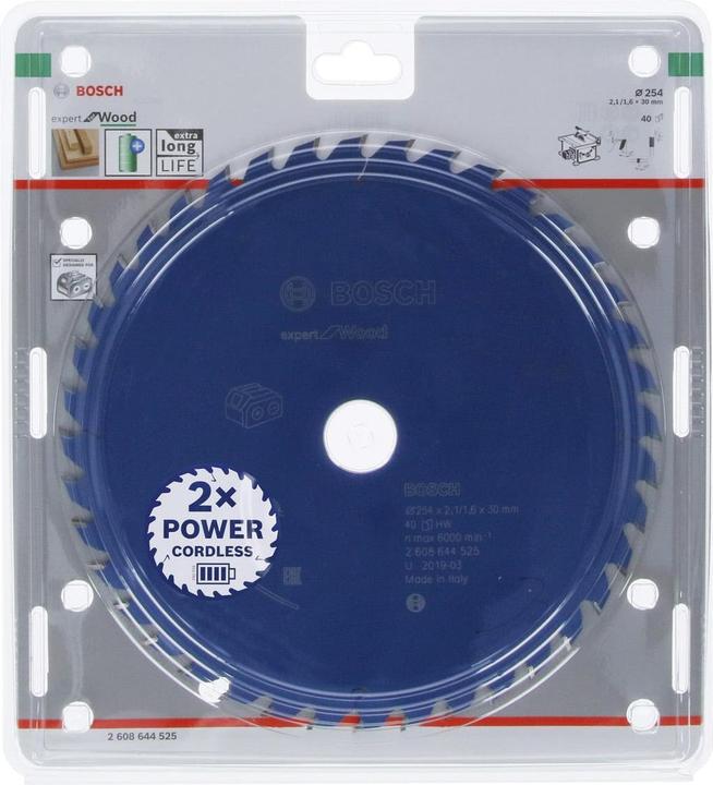 Produktbild Bosch Professional Zubehör Akku-Kreissägeblatt Expert for Wood, 254 x 2,1/1,6 x 30, 40 Zähne