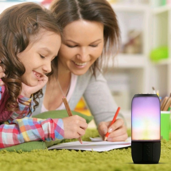 Actual product image V-TAC 6W Bluetooth speaker with LED lights, black, USB and TF slot, DC: 5V (3 h, Battery operated)