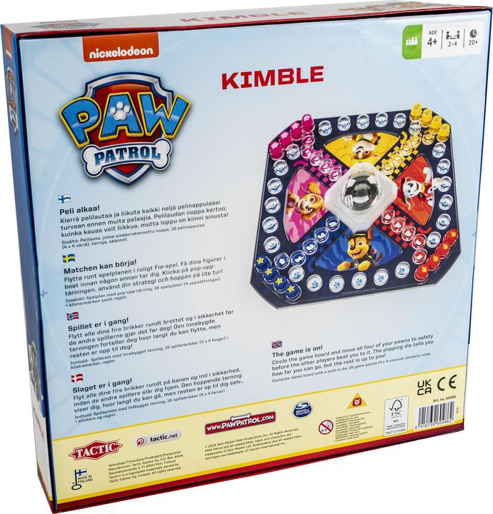 Produktbild Selecta Spielzeug PAW Patrol Kimble Ludo-Spiel (Dänisch, Deutsch, Englisch, Finnisch, Französisch, Norwegisch, Schwedisch, 2 - 4 Spieler)