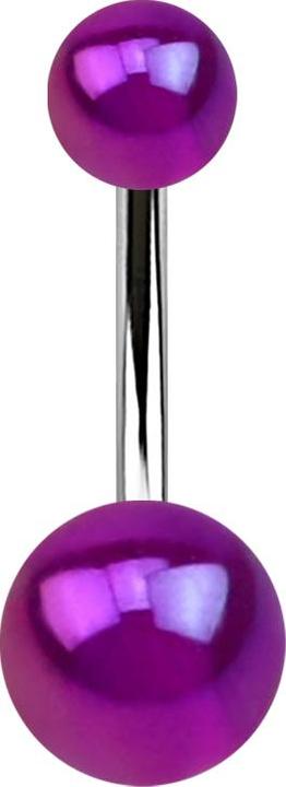 Immagine prodotto Star Piercing Banana argento con due sfere rivestite in metallo viola (Materiale sintetico, senza ottone, Acciaio chirurgico 316L)