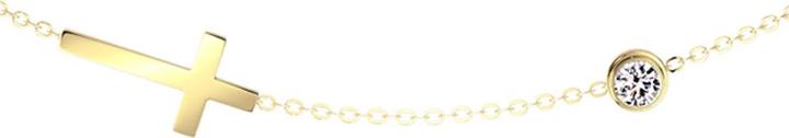 Produktbild Star Piercing Kette vergoldet Anhänger Kugel Kristall silber und Kreuz (Chirurgenstahl 316L)