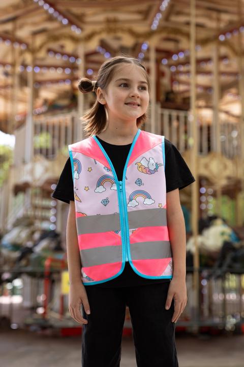 Actual product image Korntex Kinder Warnweste Action „Fantasy“ - CO2 Neutral - Pink/Einhorn - XXS (XXS)