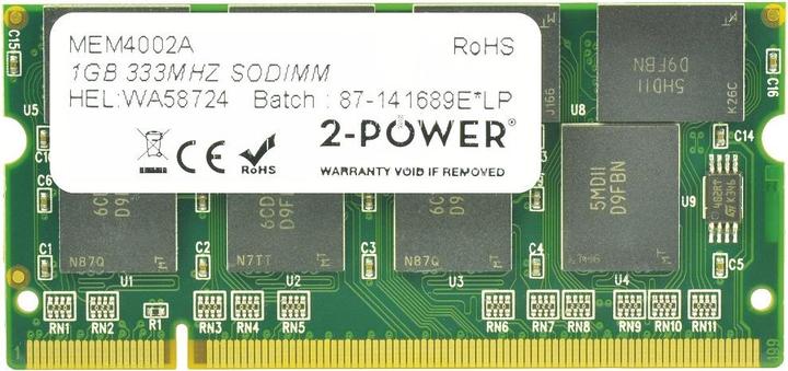Produktbild 2-Power 1GB PC2700 333MHz SODIMM (1 x 1GB, 400 MHz, DDR-RAM, SO-DIMM)