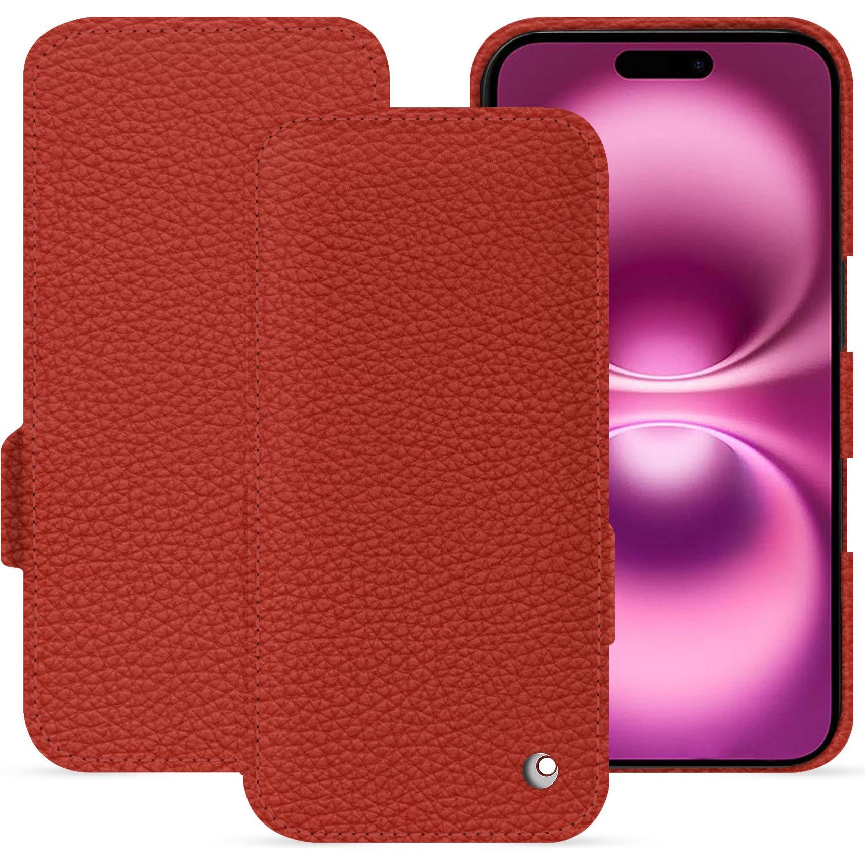 Noreve Lederschutzhülle horizontal (Apple iPhone 16 Plus), Smartphone Hülle, Orange