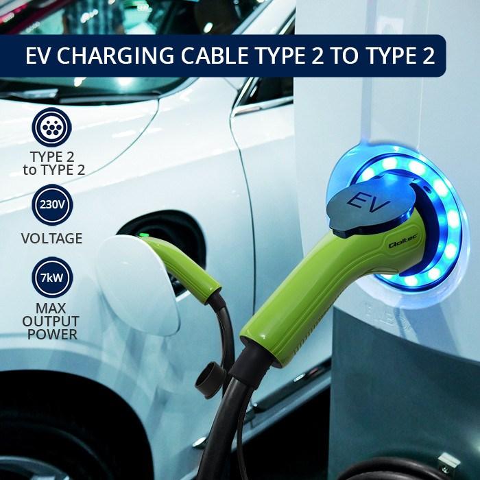Actual product image Qoltec EV type 2 cable (Type 2, 7 kW, 32 A, 5 m)