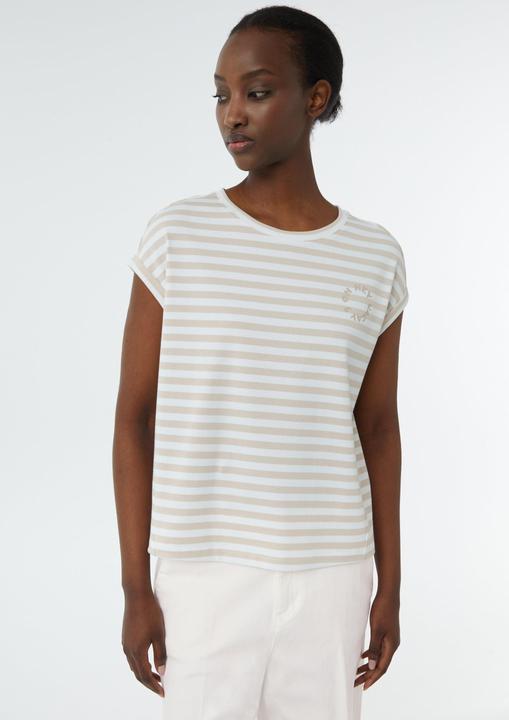 Immagine prodotto Comma T-Shirt Gestreiftes T-Shirt mit verlegter Seitennaht und Printdetail (38)