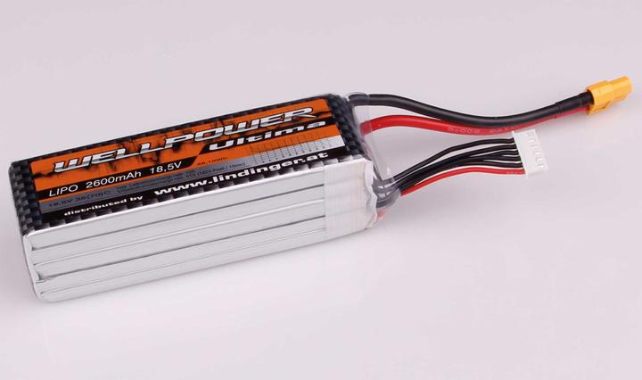 Image du produit Wellpower batterie lipo ultima 2600 mah / 18,5 volt 5s 35/70c ch5/8 xt-60 (18.50 V, 2600 mAh)
