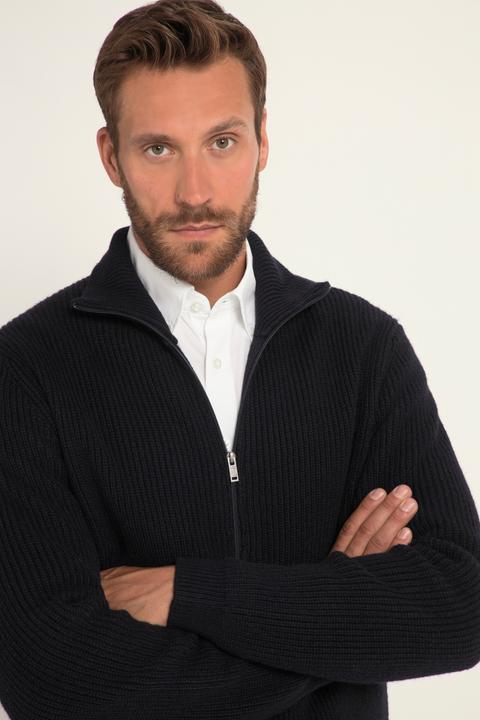Immagine prodotto JP1880 Cardigan in maglia a costa inglese con lana, collo alto e zip (XXL)