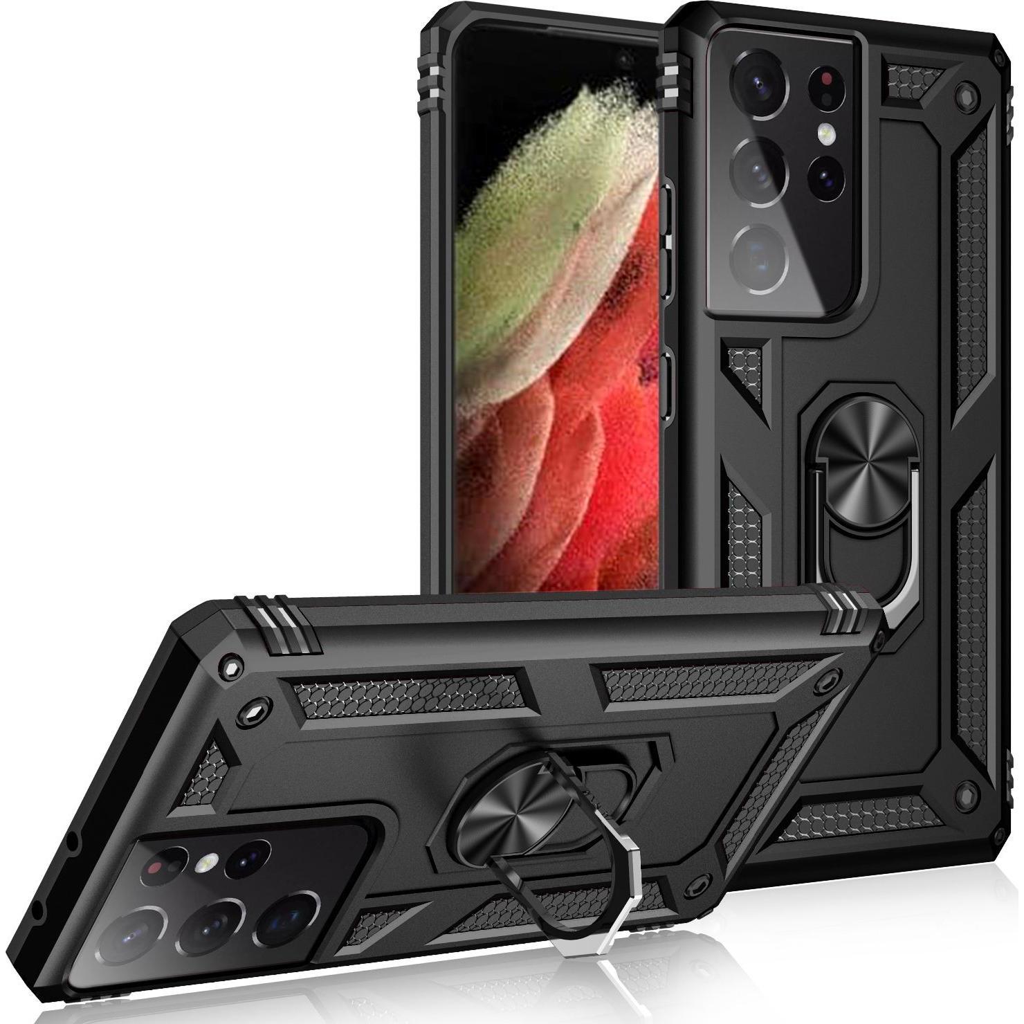 Nalia Ring Handyhülle (Samsung Galaxy S21 Ultra), Smartphone Hülle, Schwarz