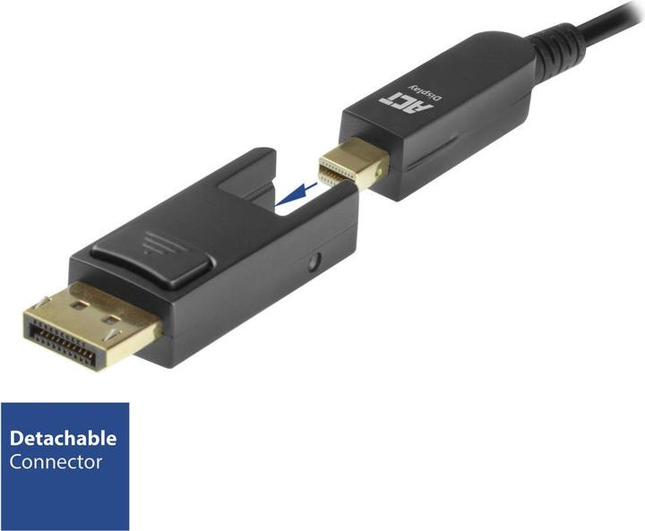 Actual product image 30 meter DisplayPort 1.4 ive Optical Cable 8K with detachable connector DisplayPort male (30 m, DisplayPort, 1.4)