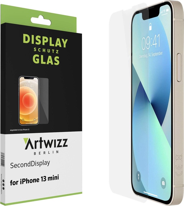 Actual product image Artwizz SecondDisplay screen protector (2 Piece, Apple iPhone 13 mini)
