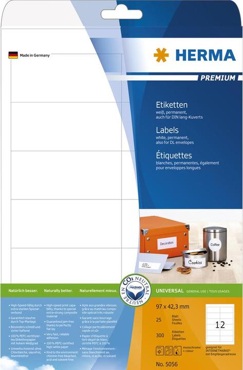 Produktbild HERMA Universal Etiketten A4