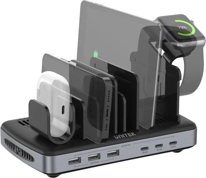 Produktbild Unitek LADESTATION 3X USB-A 20W 3X USBC PD 80W (80 W, 6 Ports)