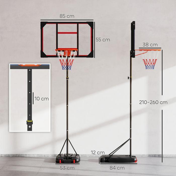 Immagine prodotto Swisshandel24 Basketballkorb für Kinder 210-260cm Höhenverstellbar Basketballständer mit Räder