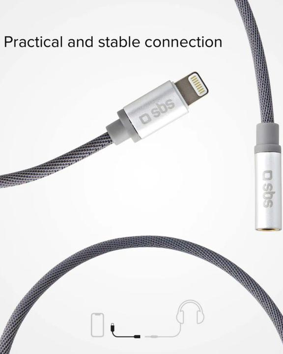Image du produit SBS TEADAPTJACKMFIW Câble audio 0,15 m 3,5 mm Lightning blanc (0.15 m, Câble AUX)