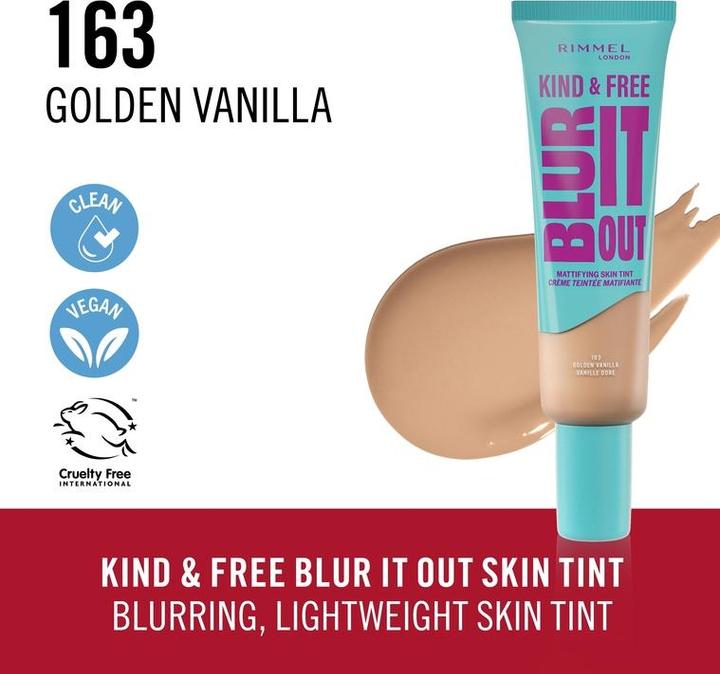 Actual product image Rimmel London Kind & Free Blur It Out Mattifying Skin Tint (163 Golden Vanilla)